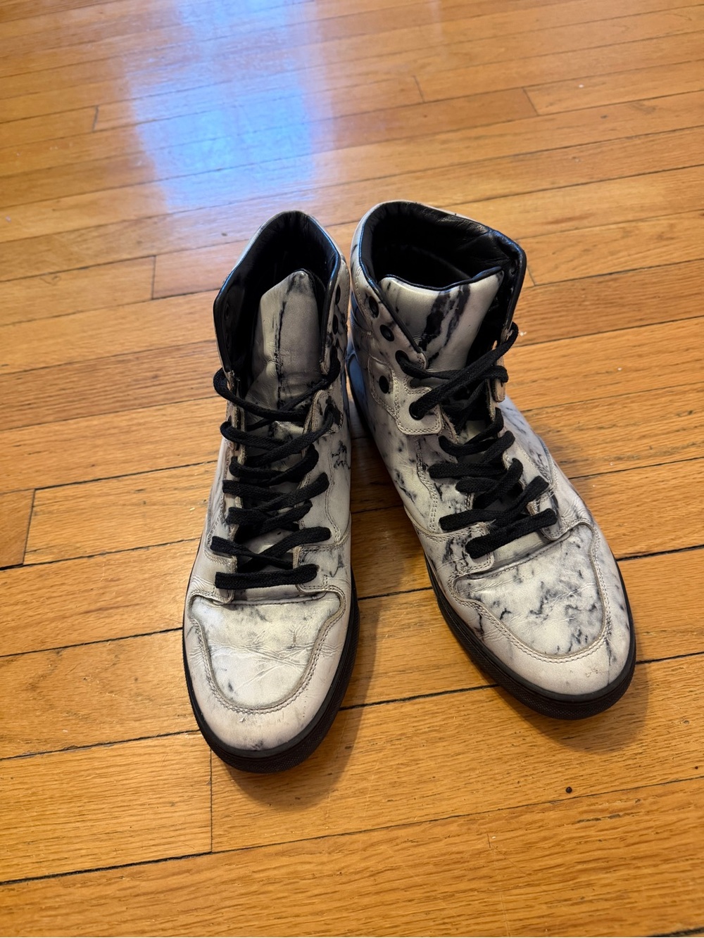 Balenciaga Marble Leather High-Top Sneakers Size 39